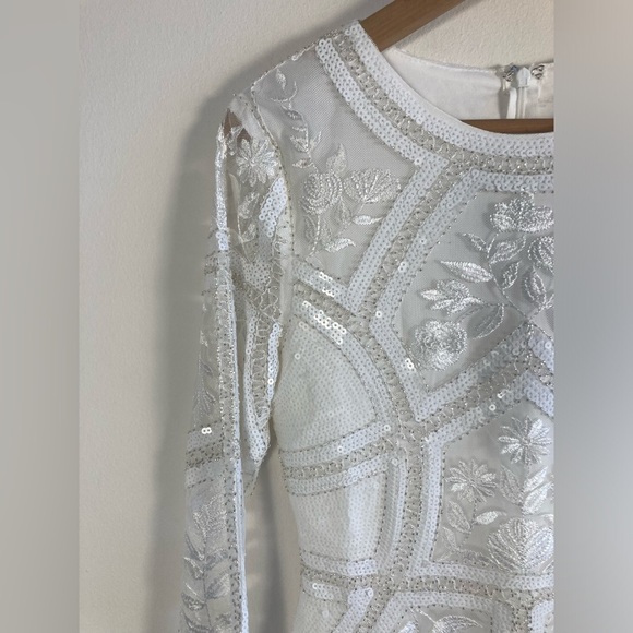 Lulus Spread Your Shine White Embroidered Long Sleeve Mini Dress Small NWT - Picture 11 of 16